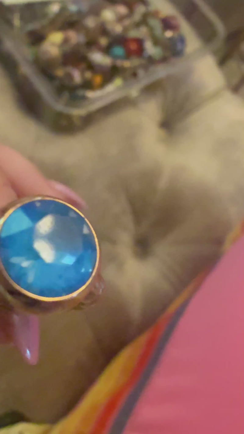 sesto crystal electric blue swarovski rose gold on gold band