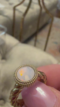 QUDO Faberro Flat Top Gold, Rose Dust Collection, gold crystal topper, dusty rose jewelry, interchangeable jewelry topper, QUDO gold topper, blush crystal jewelry, European crystal jewelry, customizable jewelry, modern crystal jewelry, romantic jewelry, flat crystal topper, QUDO jewelry