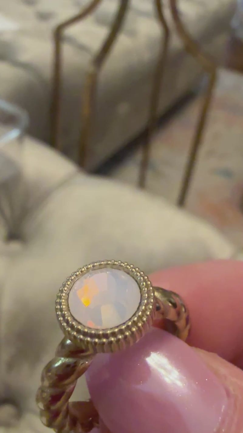 QUDO Faberro Flat Top Gold, Rose Dust Collection, gold crystal topper, dusty rose jewelry, interchangeable jewelry topper, QUDO gold topper, blush crystal jewelry, European crystal jewelry, customizable jewelry, modern crystal jewelry, romantic jewelry, flat crystal topper, QUDO jewelry