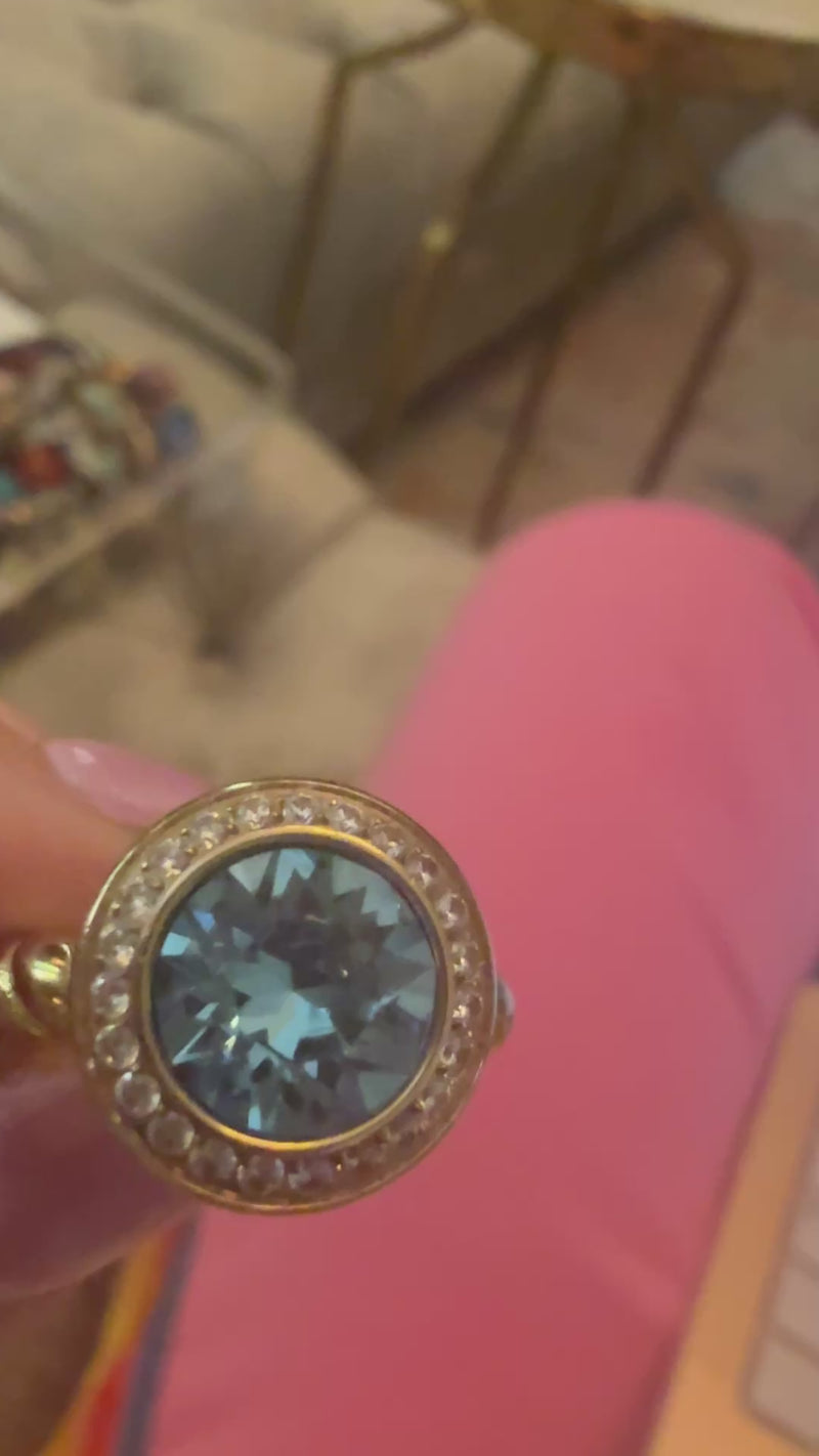 aquamarine topper tondo deluxe large gold qudo swarovski 