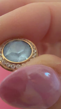 Rose Gold Tondo Deluxe Crystal Blue Ignite Qudo Ring Topper