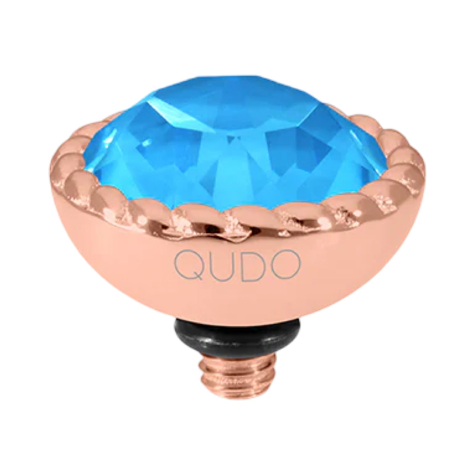 qudo electric blue bocconi rose gold topper blue crystal collection