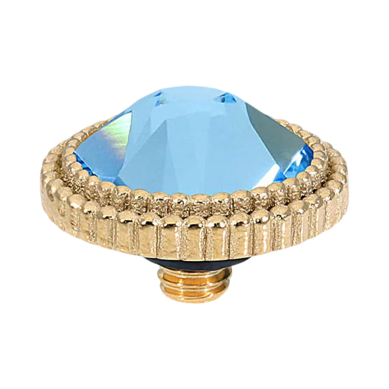 qudo fabero flat top gold topper blue crystal collection aquamarine swarovski 