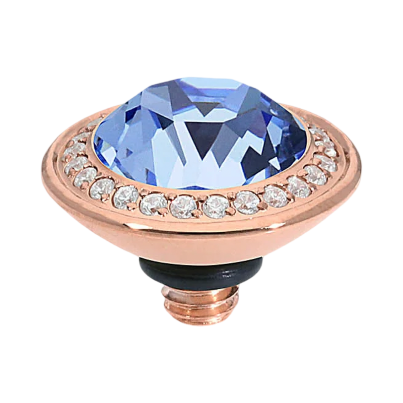 qudo light sapphire swarovski rose gold tondo deluxe topper
