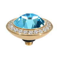 qudo tondo deluxe gold large topper crystal blue collection aquamarine