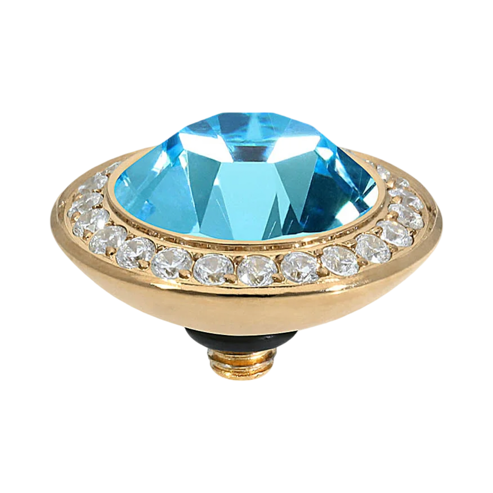 qudo tondo deluxe gold large topper crystal blue collection aquamarine