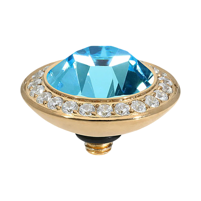 qudo tondo deluxe gold large topper crystal blue collection aquamarine