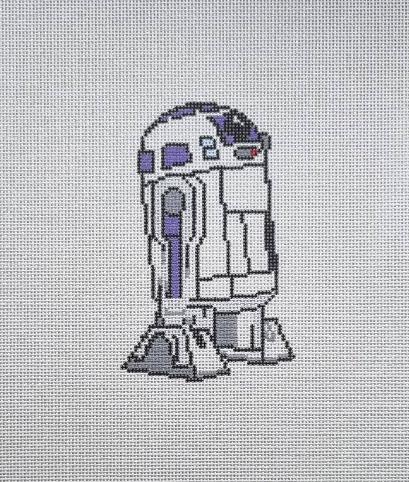 r2d2 needlepoint, star wars needlepoint canvas, handpainted needlepoint design, sci-fi craft kit, star wars diy canvas, r2d2 embroidery, geeky stitch project, star wars fan gift