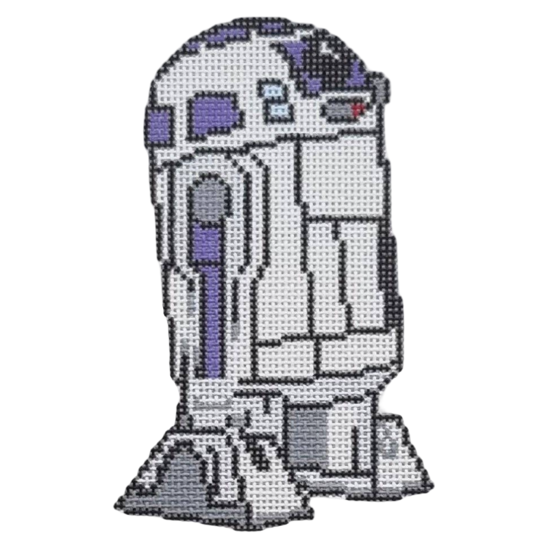 r2d2 needlepoint, star wars needlepoint canvas, handpainted needlepoint design, sci-fi craft kit, star wars diy canvas, r2d2 embroidery, geeky stitch project, star wars fan gift