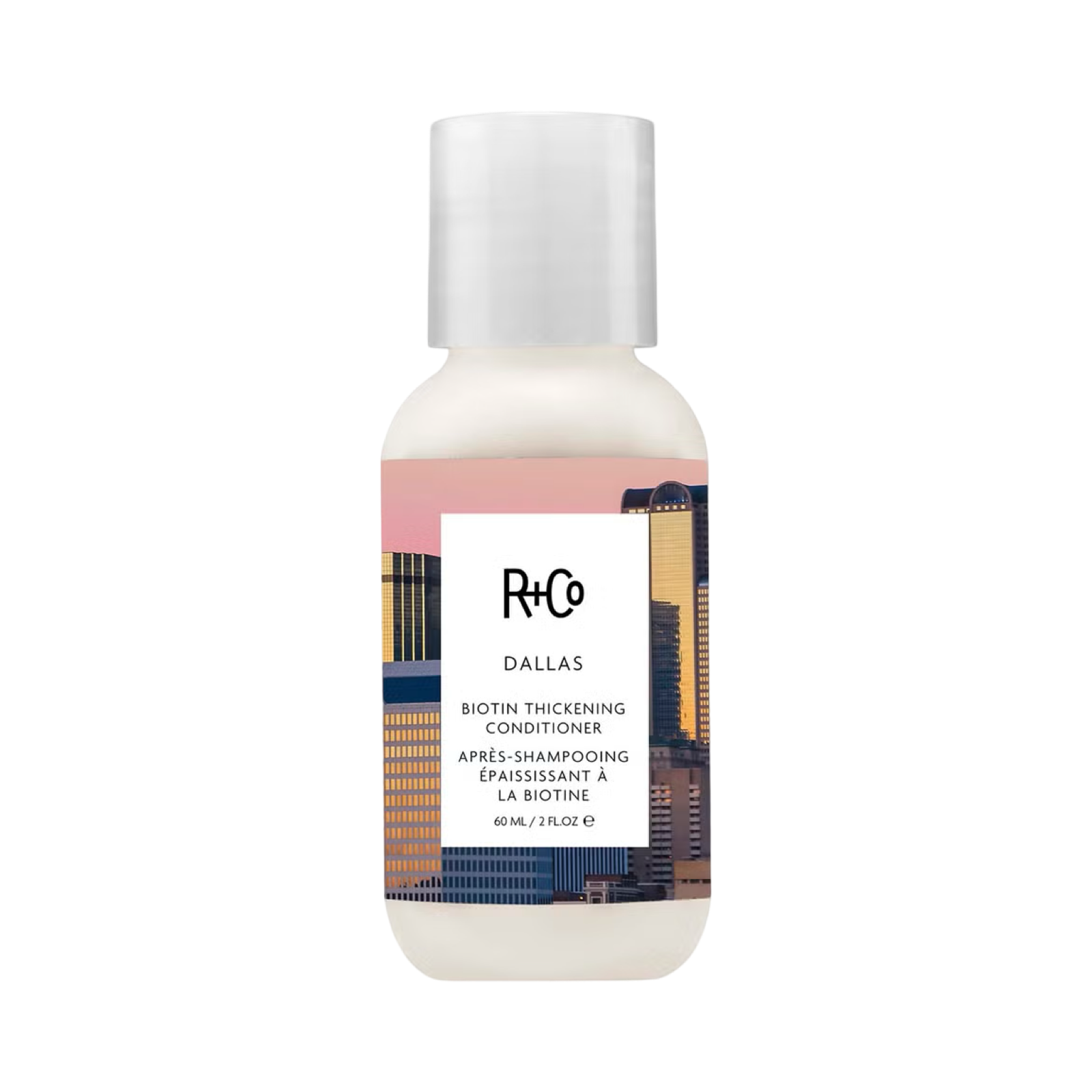 R+Co Dallas Biotin Thickening Conditioner bottle on a white background
