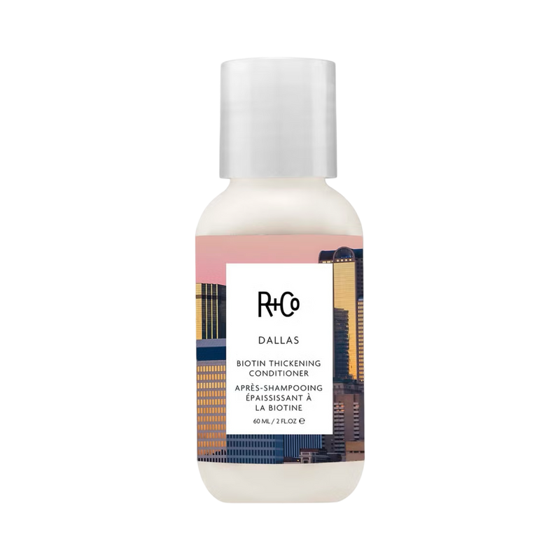 R+Co Dallas Biotin Thickening Conditioner bottle on a white background