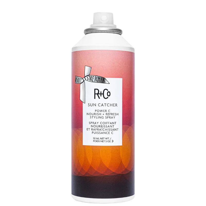 r+co sun catcher, vitamin c leave-in, power c boosting conditioner, lightweight hair detangler, hydrating hair mist, r+co leave-in conditioner, hair heat protectant, coconut oil hair treatment, frizz control hair, hair repair spray

