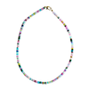 rainbow gemstone necklace, dainty multicolor beaded necklace, handmade Charleston jewelry, Rainbow Row necklace, 16 inch layering necklace, gold plated hardware necklace, colorful gemstone choker, charm-ready beaded necklace, pastel gemstone necklace, southern inspired jewelry
