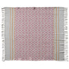 Patterned towel with pink and beige design on a white background