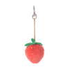 red strawberry keychain, plush bag charm, Bukowski Bears Sweden, strawberry purse charm, cute fruit key ring, kawaii bag accessory, plush toy charm, backpack accessory, soft red keychain, gift for girls