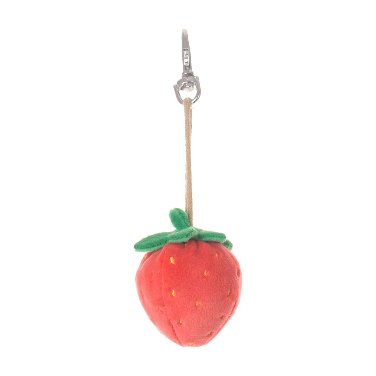 red strawberry keychain, plush bag charm, Bukowski Bears Sweden, strawberry purse charm, cute fruit key ring, kawaii bag accessory, plush toy charm, backpack accessory, soft red keychain, gift for girls