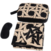 riti travel blanket, black travel blanket set, organic cotton travel set, eco friendly travel blanket, organic cotton eye mask set, sustainable travel essentials, cozy travel blanket, minimalist travel accessories
