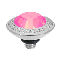 rystal topper, pink crystal jewelry, QUDO topper, interchangeable ring topper, stackable jewelry, Swarovski crystal jewelry, silver and pink jewelry, luxury fashion jewelry, boutique jewelry, collectible jewelry, feminine jewelry, QUDO jewelry collection, interchangeable bracelet topper, crystal statement jewelry