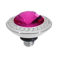 crystal topper, pink crystal jewelry, QUDO topper, interchangeable ring topper, stackable jewelry, Swarovski crystal jewelry, silver and pink jewelry, luxury fashion jewelry, boutique jewelry, collectible jewelry, feminine jewelry, QUDO jewelry collection, interchangeable bracelet topper, crystal statement jewelry
