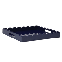 scallop high gloss navy blue decorative table tray