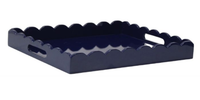 scallop high gloss navy blue decorative table tray