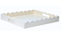 White High Gloss Scalloped Large Table Tray