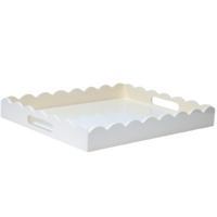 White High Gloss Scalloped Large Table Tray