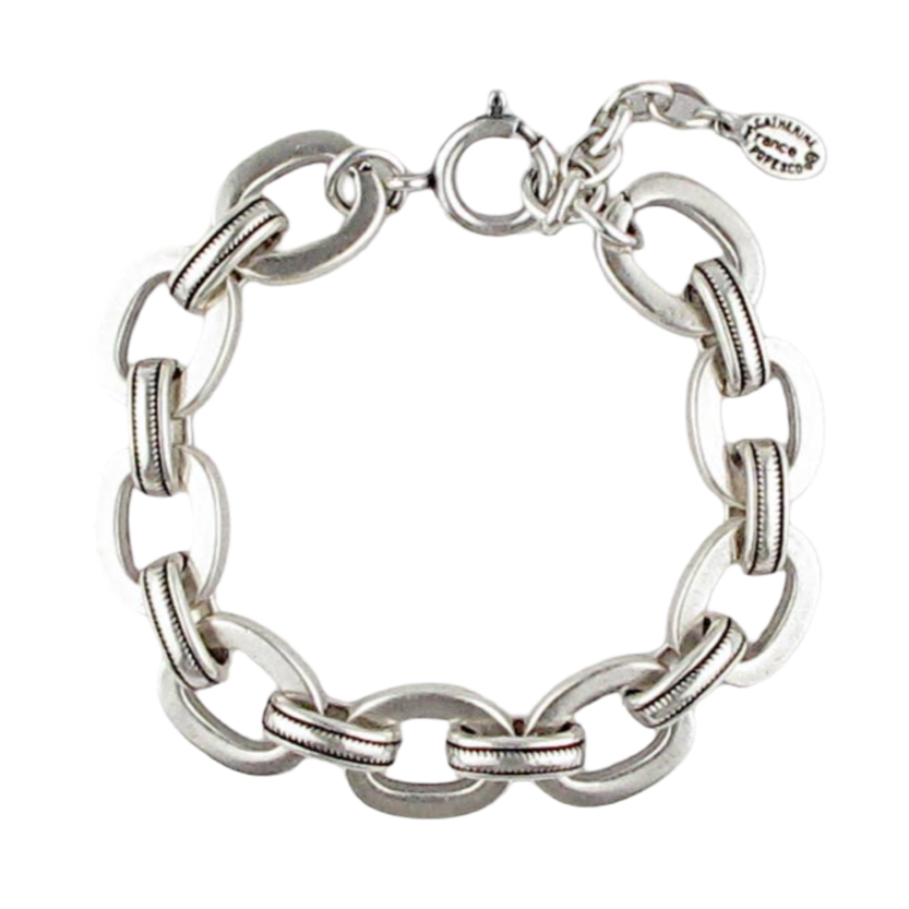 silver link bracelet, Swarovski crystal bracelet, La Vie Parisienne jewelry, French artisan bracelet, classic silver bracelet, vintage inspired bracelet, handcrafted silver jewelry, heirloom silver bracelet