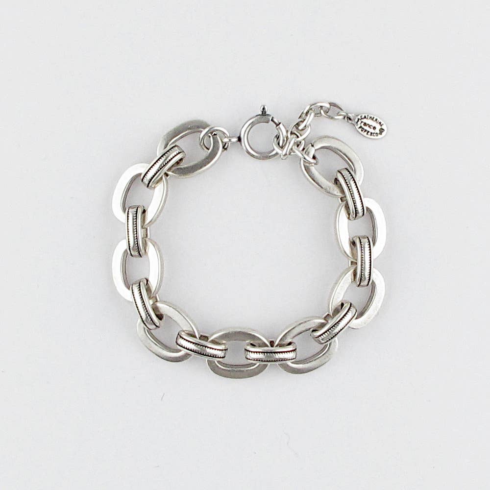 silver link bracelet, Swarovski crystal bracelet, La Vie Parisienne jewelry, French artisan bracelet, classic silver bracelet, vintage inspired bracelet, handcrafted silver jewelry, heirloom silver bracelet
