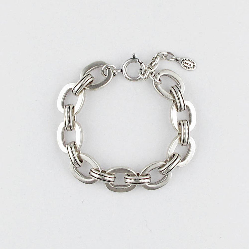 silver link bracelet, Swarovski crystal bracelet, La Vie Parisienne jewelry, French artisan bracelet, classic silver bracelet, vintage inspired bracelet, handcrafted silver jewelry, heirloom silver bracelet