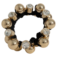 Hair tie with gold beads and crystals on a white background