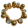 smith and co chunky scrunchie, cream scrunchie with rhinestones, sparkly hair scrunchie, glam hair accessories, gold ball scrunchie, crystal rhinestone scrunchie, statement hair tie, cream and gold scrunchie