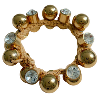 smith and co chunky scrunchie, cream scrunchie with rhinestones, sparkly hair scrunchie, glam hair accessories, gold ball scrunchie, crystal rhinestone scrunchie, statement hair tie, cream and gold scrunchie