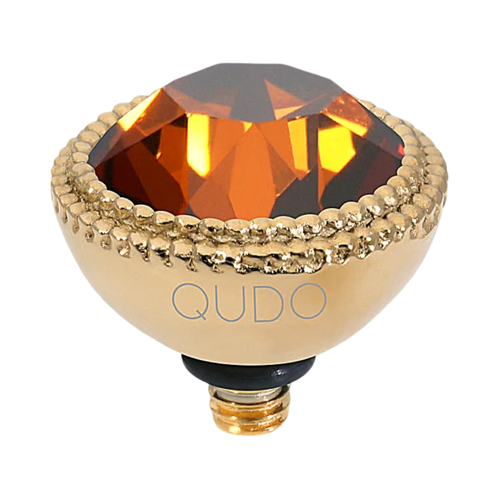 smoked amber swarovski crystal qudo gold fabero top