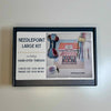 storyteller stitchery kit, bookstore needlepoint kit, modern needlepoint design, large needlepoint project, beginner friendly needlepoint, hand dyed thread kit, diy stitching kit, frame ready embroidery