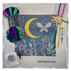 storyteller stitchery kit, midnight garden needlepoint, modern needlepoint kit, hand dyed wool thread kit, beginner friendly needlepoint, diy needlepoint art, stitchery craft kit, frame ready needlepoint design
