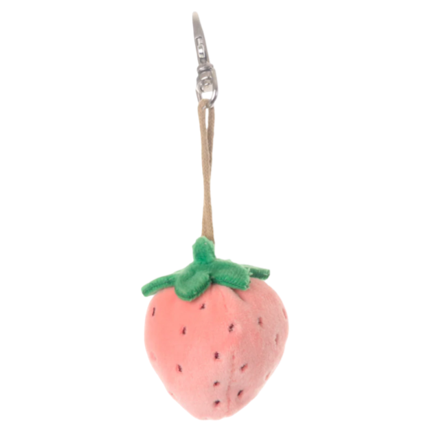 strawberry keychain, pink bag charm, Bukowski plush charm, pastel pink strawberry, Swedish plush toy, cute key ring, kawaii bag accessory, strawberry purse charm, gift for teens, fruit plush charm