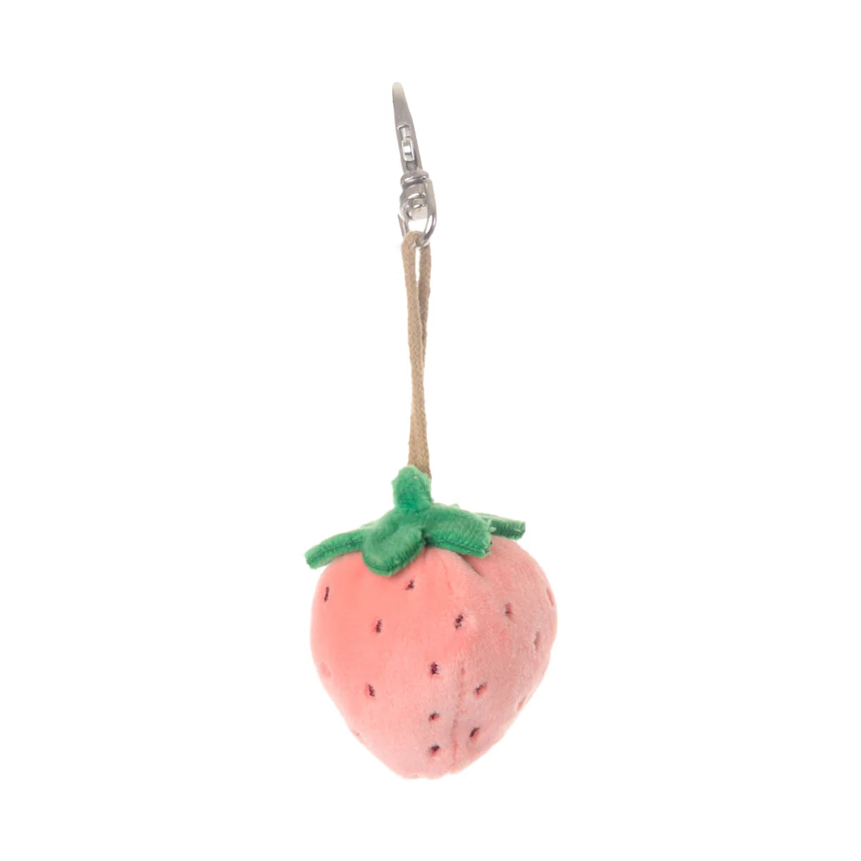strawberry keychain, pink bag charm, Bukowski plush charm, pastel pink strawberry, Swedish plush toy, cute key ring, kawaii bag accessory, strawberry purse charm, gift for teens, fruit plush charm