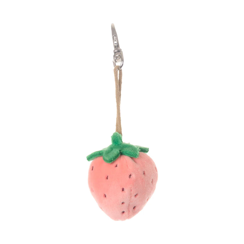 strawberry keychain, pink bag charm, Bukowski plush charm, pastel pink strawberry, Swedish plush toy, cute key ring, kawaii bag accessory, strawberry purse charm, gift for teens, fruit plush charm