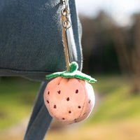 strawberry keychain, pink bag charm, Bukowski plush charm, pastel pink strawberry, Swedish plush toy, cute key ring, kawaii bag accessory, strawberry purse charm, gift for teens, fruit plush charm