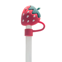strawberry straw cover, red straw topper, silicone straw cover, reusable straw charm, standard straw cover, drink protector topper, cute straw accessory, fruit straw topper