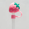 strawberry straw topper, silicone straw cap, reusable straw cover, cute drink accessories, kids straw topper, outdoor drink lid, tumbler straw cap, silicone drink cover, fun straw accessory, reusable straw charm