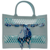 summer tote bag, beach-ready cut-out bag, small summer tote, tote bag with scarf, colorful beach bag, easy-to-clean tote, vacation tote bag, lightweight summer purse, pool day bag, trendy mini tote