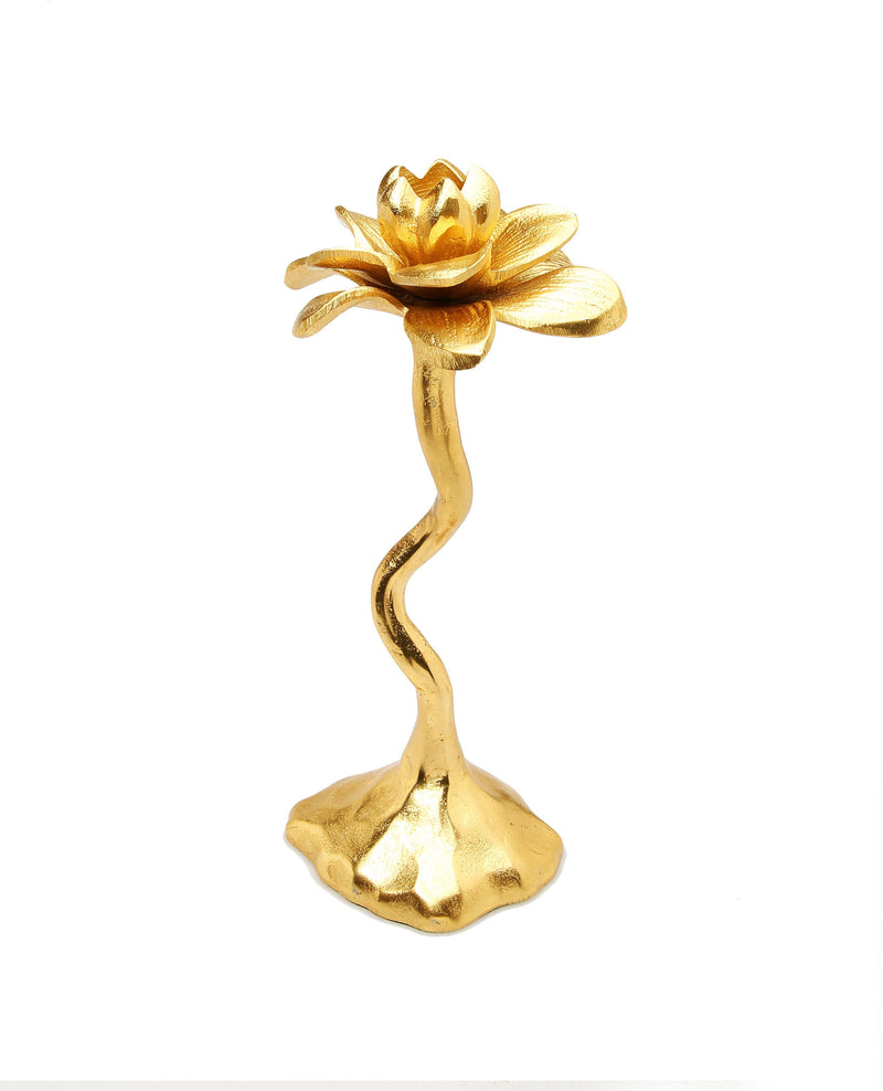 Gold Flower Shaped Candle Holder 11.5"