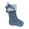 Light Blue Bejeweled Velvet Christmas Stocking with Bow