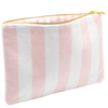 terry flat pouch, cotton terry travel pouch, beach club accessory, large makeup pouch, slim travel organizer, zippered pouch for wet swimsuits, wipe-clean pouch interior, gold hardware pouch, travel pouch gift idea, chic beach bag insert