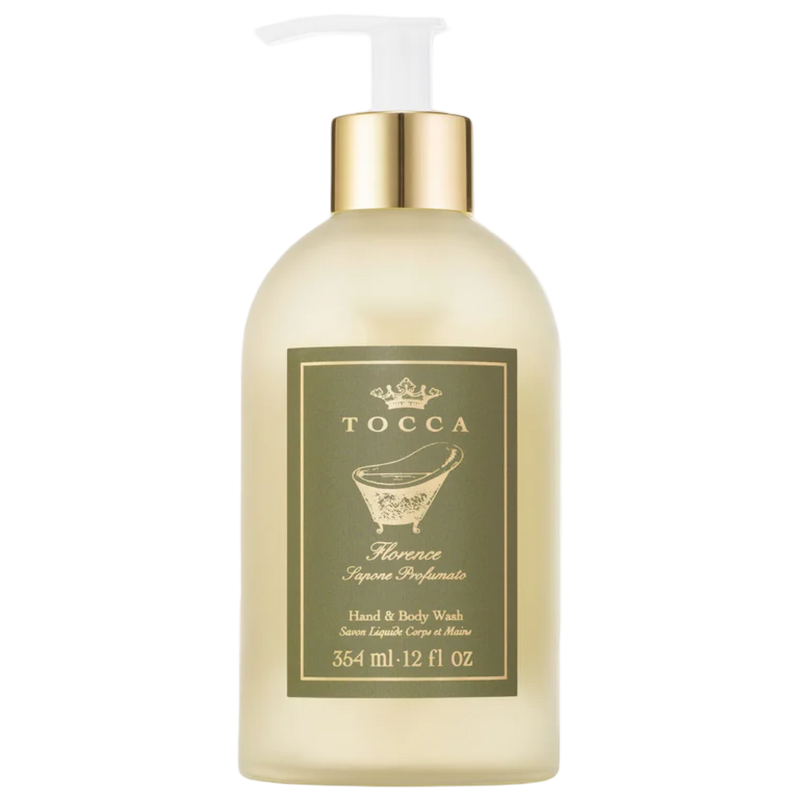 tocca florence, tocca hand and body wash, florence body wash, luxury hand soap, tocca florence fragrance, floral body wash, gentle hand cleanser, designer bath products
