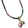 tourmaline necklace, gemstone necklace, morganite pendant, green amethyst briolette, gold filled necklace, multicolor tourmaline jewelry, Few Made Genuine Jewelry, artisan gemstone necklace