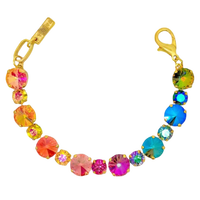 Jewelry clasp with multicolored crystals on a white background