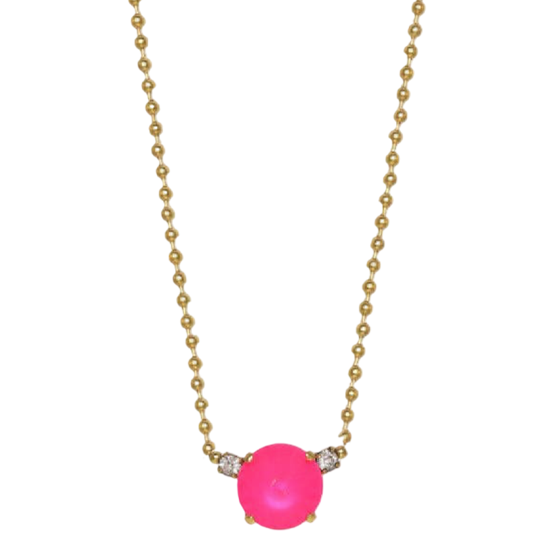 tova necklace, jojo necklace, electric pink jewelry, crystal necklace, statement necklace, colorful jewelry, layered necklace, gold plated necklace, canadian jewelry

